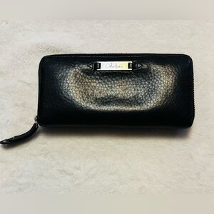 Cole Haan Continental Zip Wallet Black Pebbled Wallet EUC